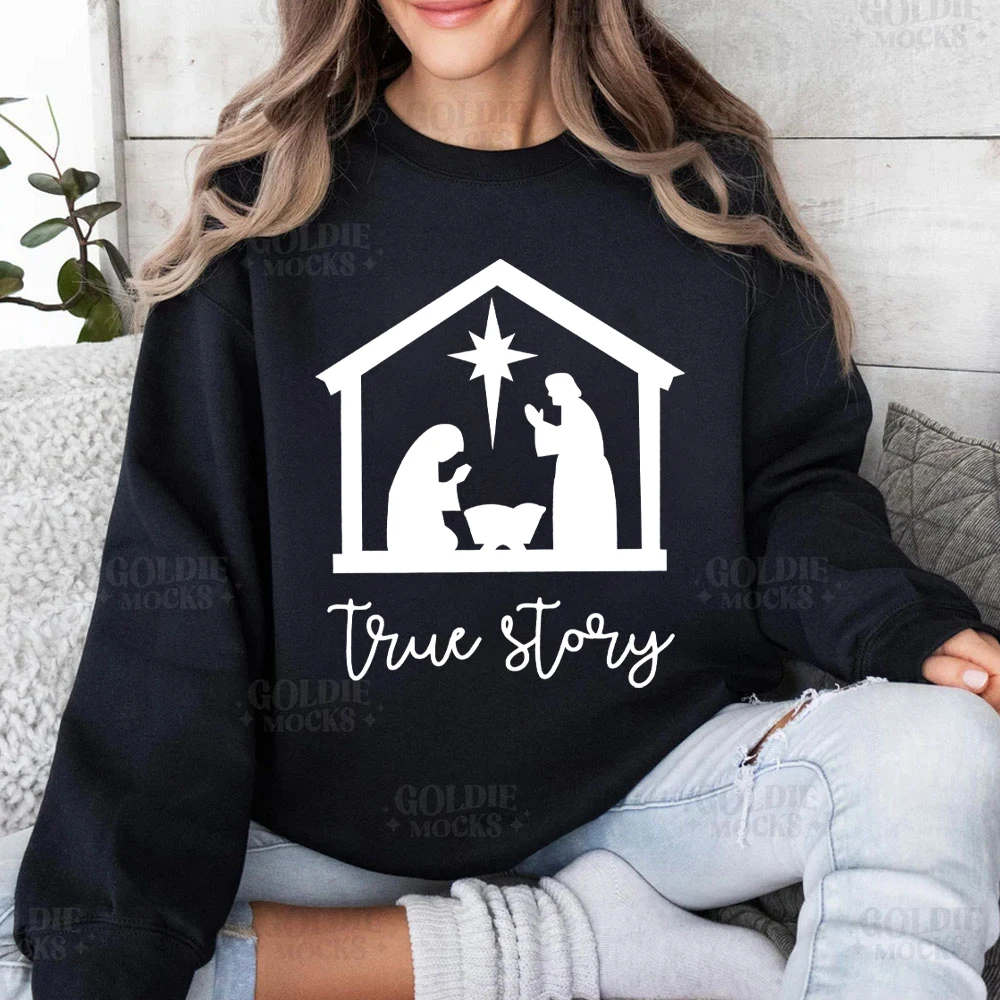 True Story Hoodie for Women True Story Christmas Womens Clothes Christmas Nativity Women's Clothing Jesus Christmas Hoodie Women