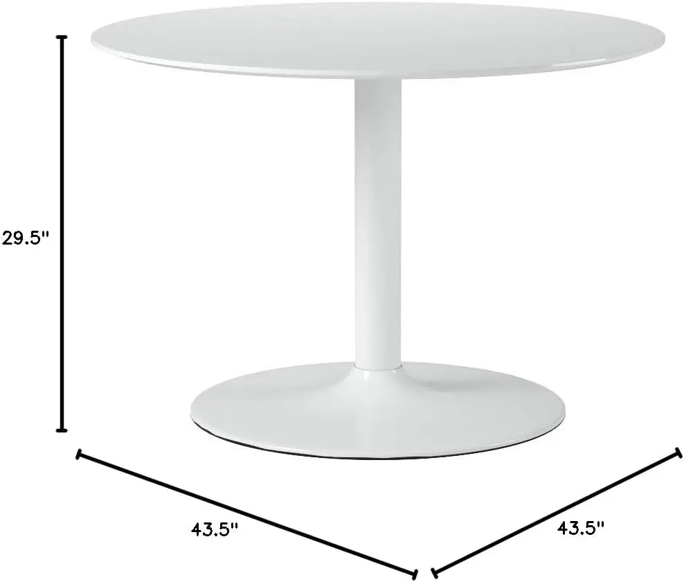 Modern 44" Round Top Pedestal Kitchen and Dining Room Table in White