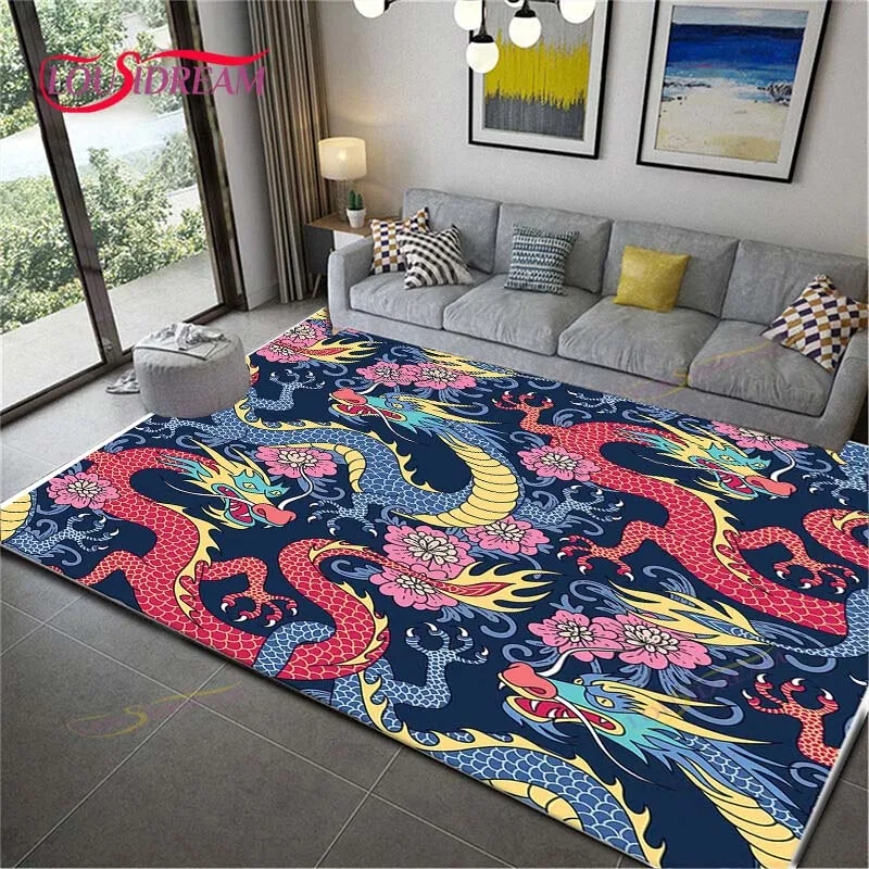 Chinese Loong dragon rug for Home Living Room,Mat Decoration Room,Carpet Kid's and Game Room,Home Decoration,Picnic Rug Non-slip