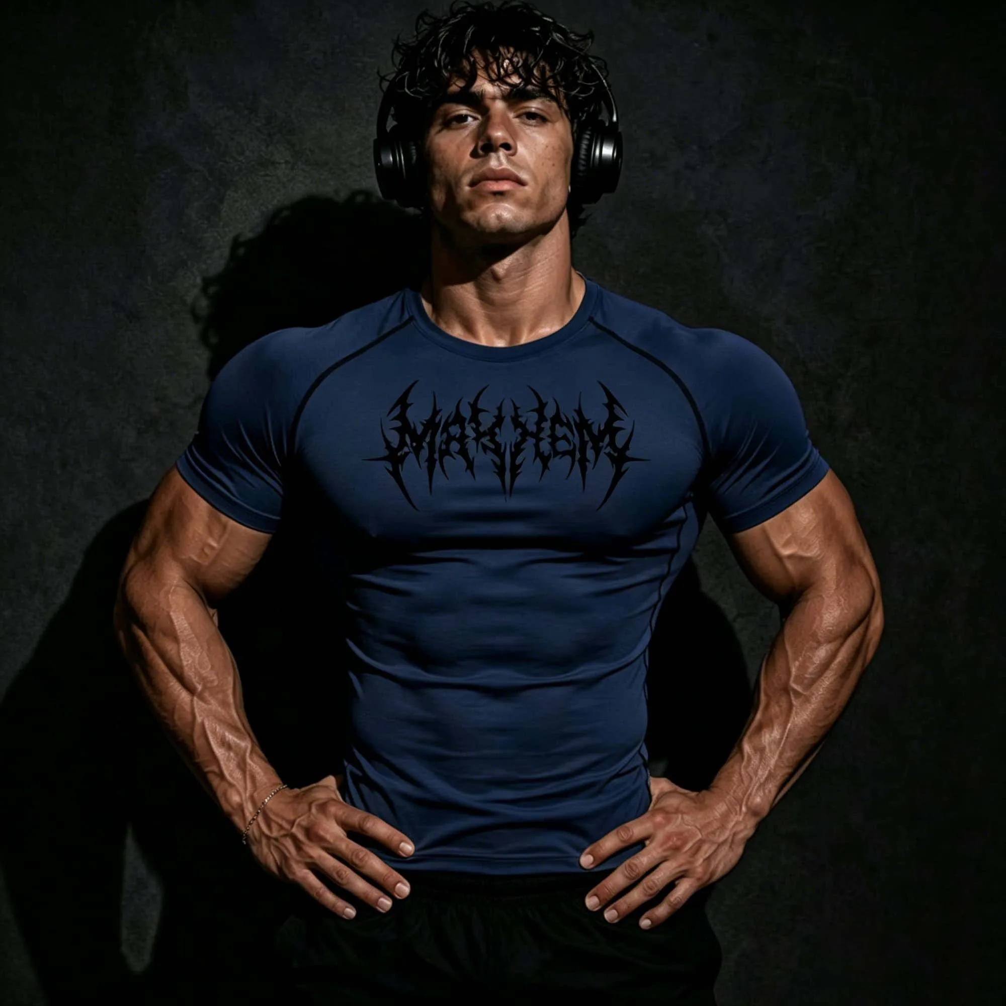 Streetwear Men Sharp Thorn Gothic Text Compression Rash Guard Moisture Wicking Short Sleeve Sparring Jogging Gym Athletic Tops