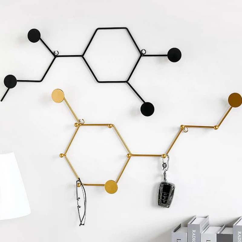 

Nordic Iron Gold Clothes Hat Hook Decorative Wall Shelf Creative Porch Key Hanger Coat Rack Door Entrance Wall Hanging Organizer