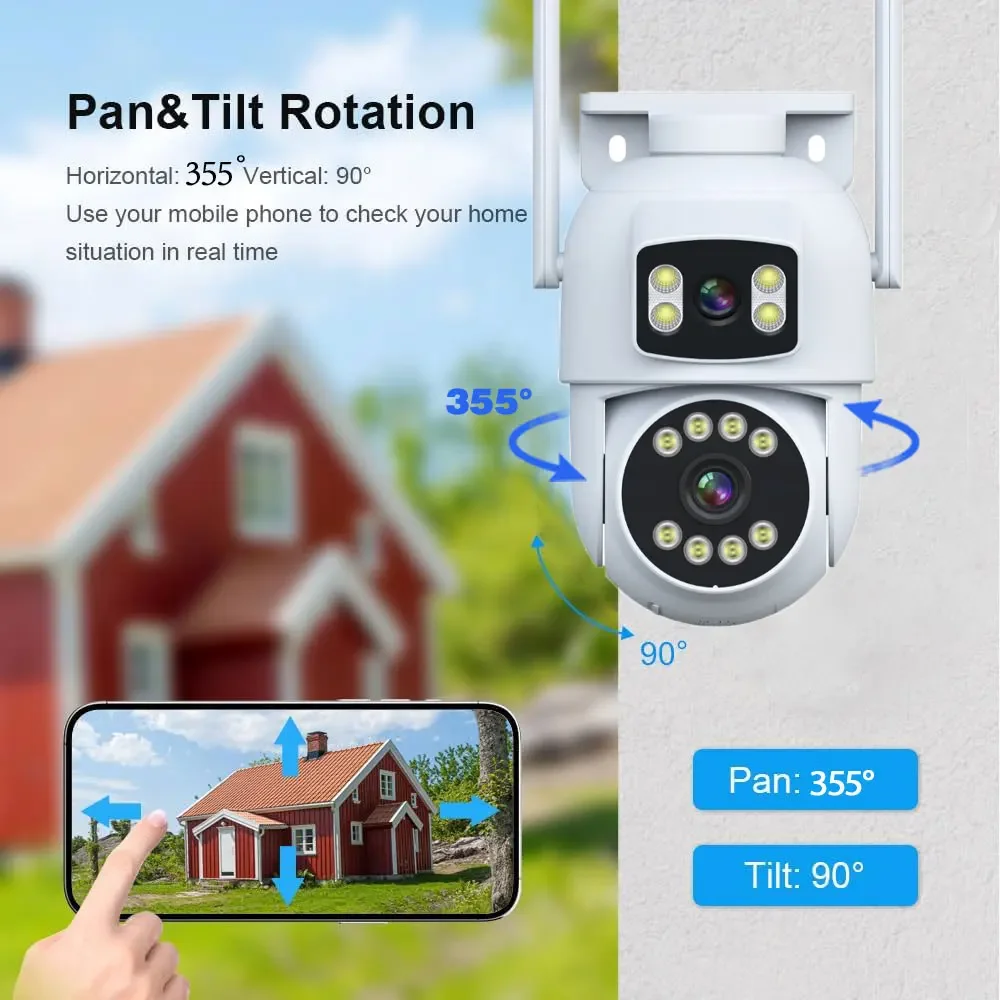 4K 8MP عدسة مزدوجة واي فاي كاميرا مراقبة PTZ في الهواء الطلق مقاوم للماء 2 طريقة الصوت تتبع تلقائي CCTV كاميرا حماية الأمن #4