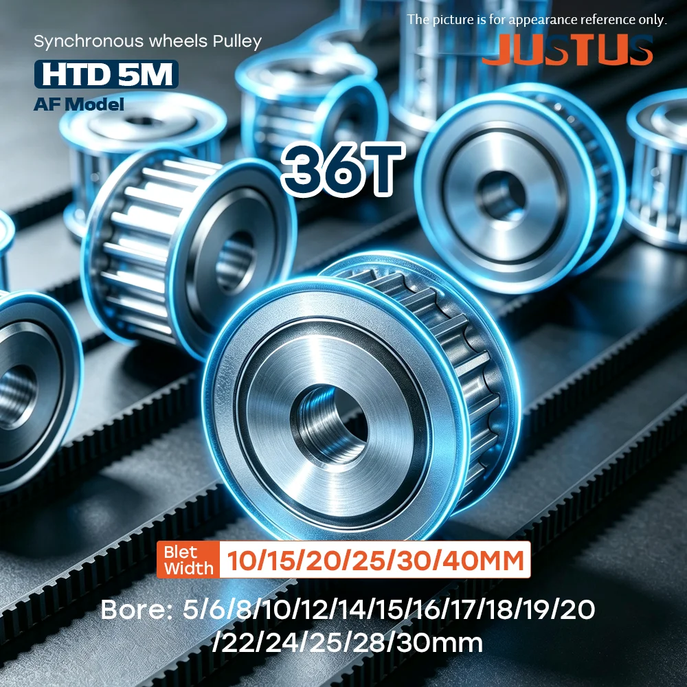 HTD 5M AF Type Timing Pulley 36T Bore 5‑30mm 5GT Compatible Fit 10/15/20/25/30/40mm Width Belt Linear Drive Synchronous Wheel