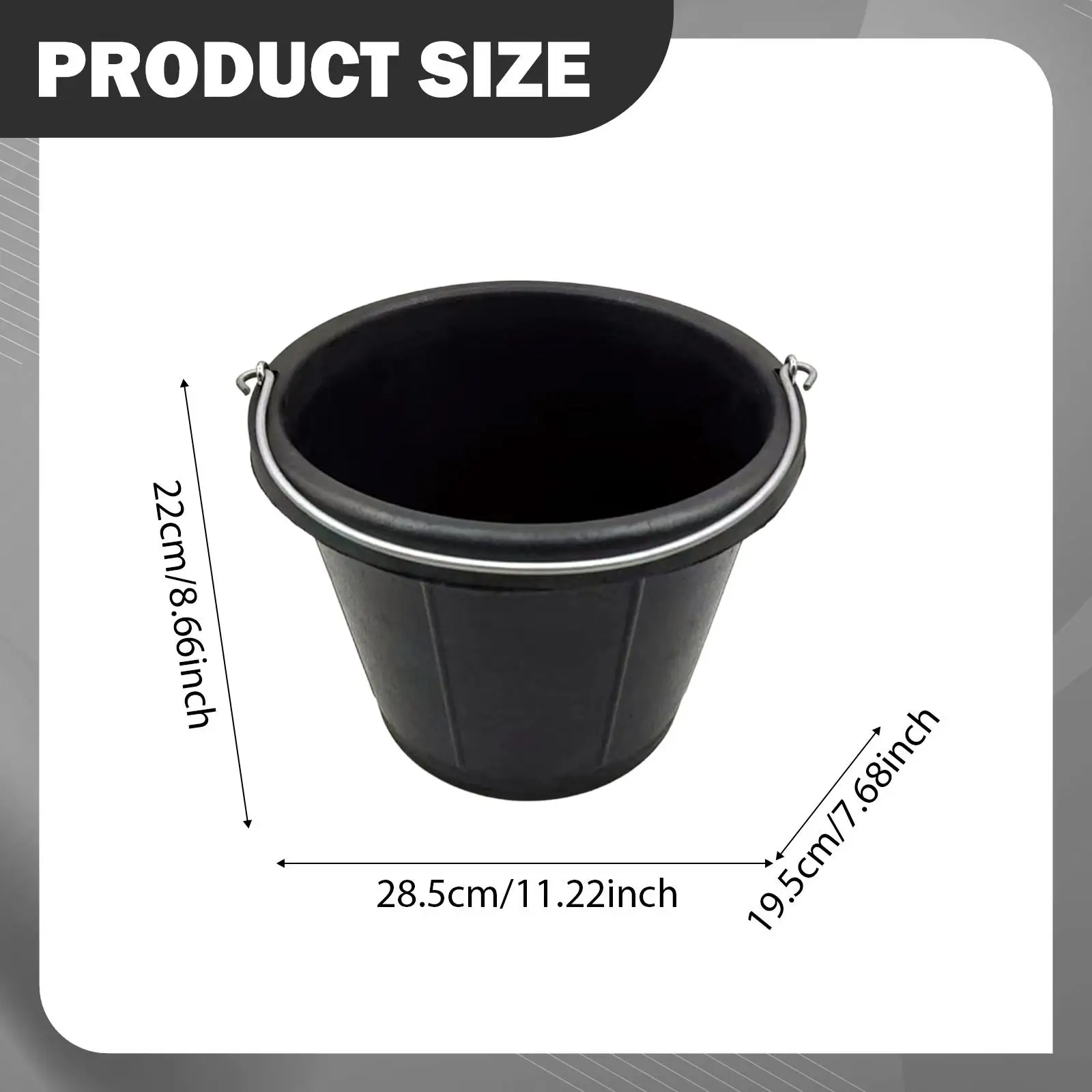 Wear Resistant Rubber Feeding Bucket 8L Easy Carry Handle for Horse Livestock Garden and Work Sites