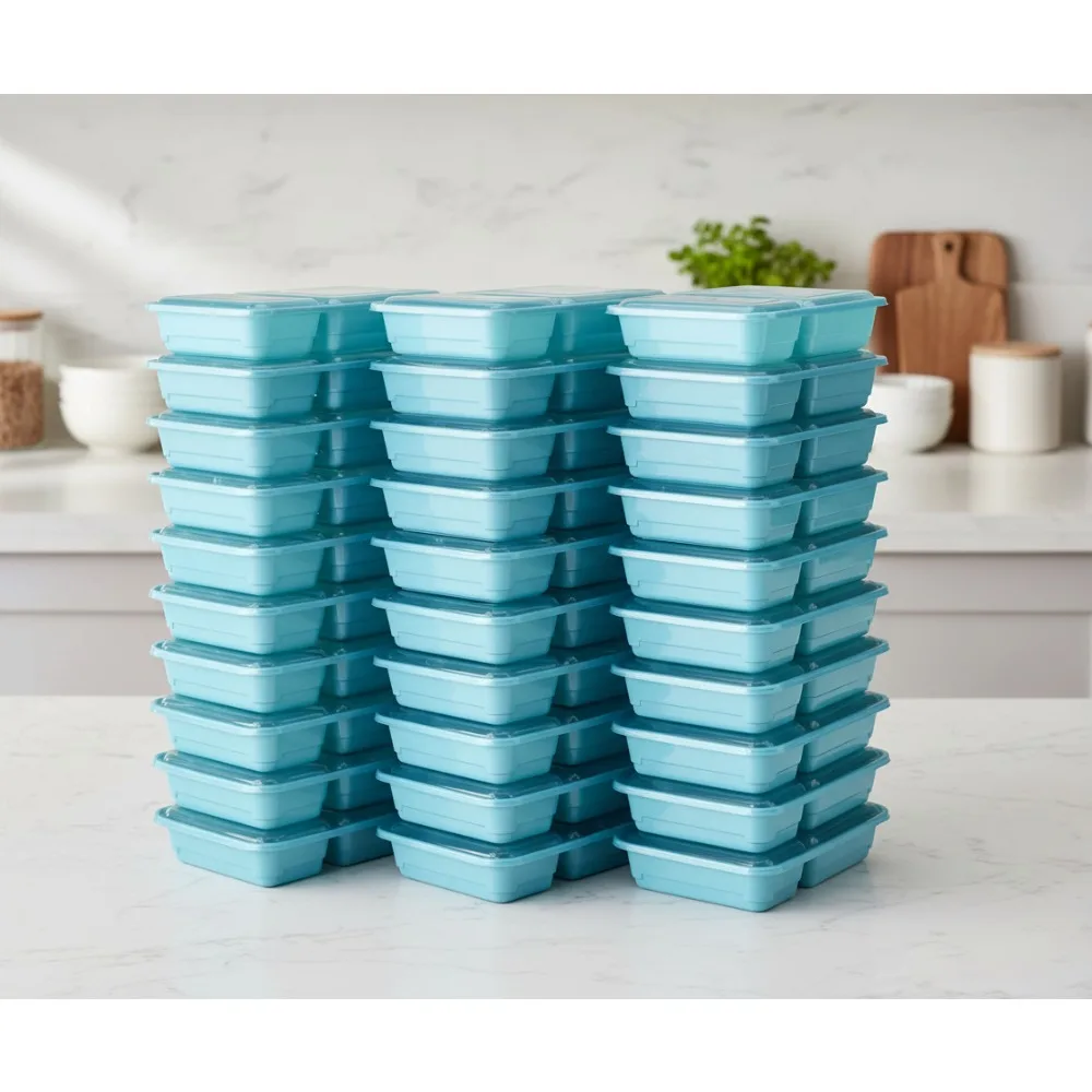 

BPA-Free Meal Prep Containers, 60-Piece Set with Two Compartments, Dishwasher Safe for Healthy Eating