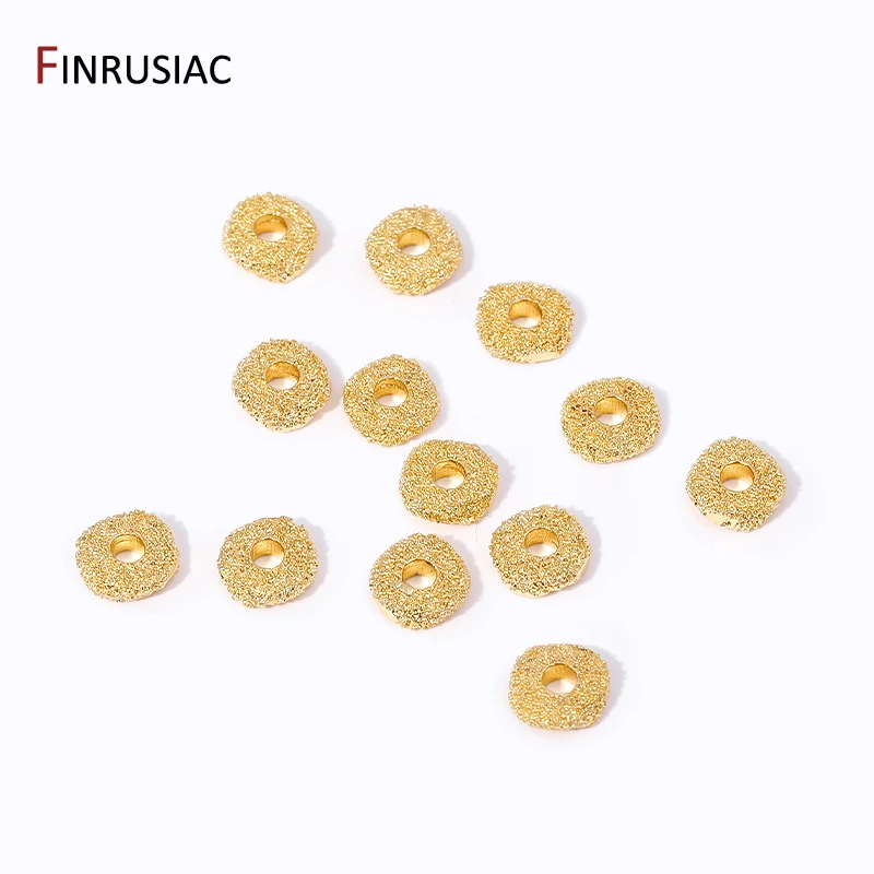 4/8 Pcs 18K Gold Plated Brass Flat Round Spacer Beads For DIY Necklace Bracelet Beads Jewelry Making Supplies Wholesale