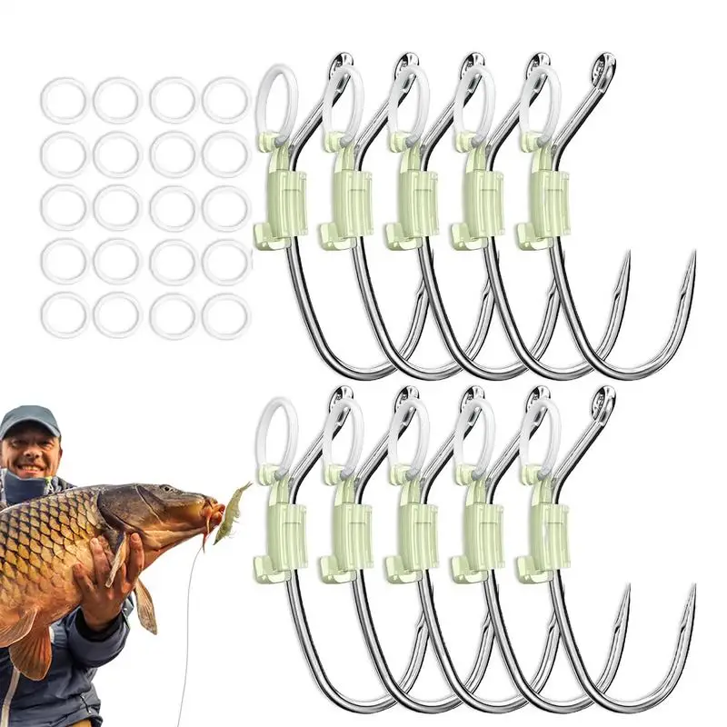 

Shrimp Walker Hook Catfish Lure Holder Luminous Set Of 10 Live Shrimp Fixed Hooks Carbon Steel Barbed With Holes Catfish Bass