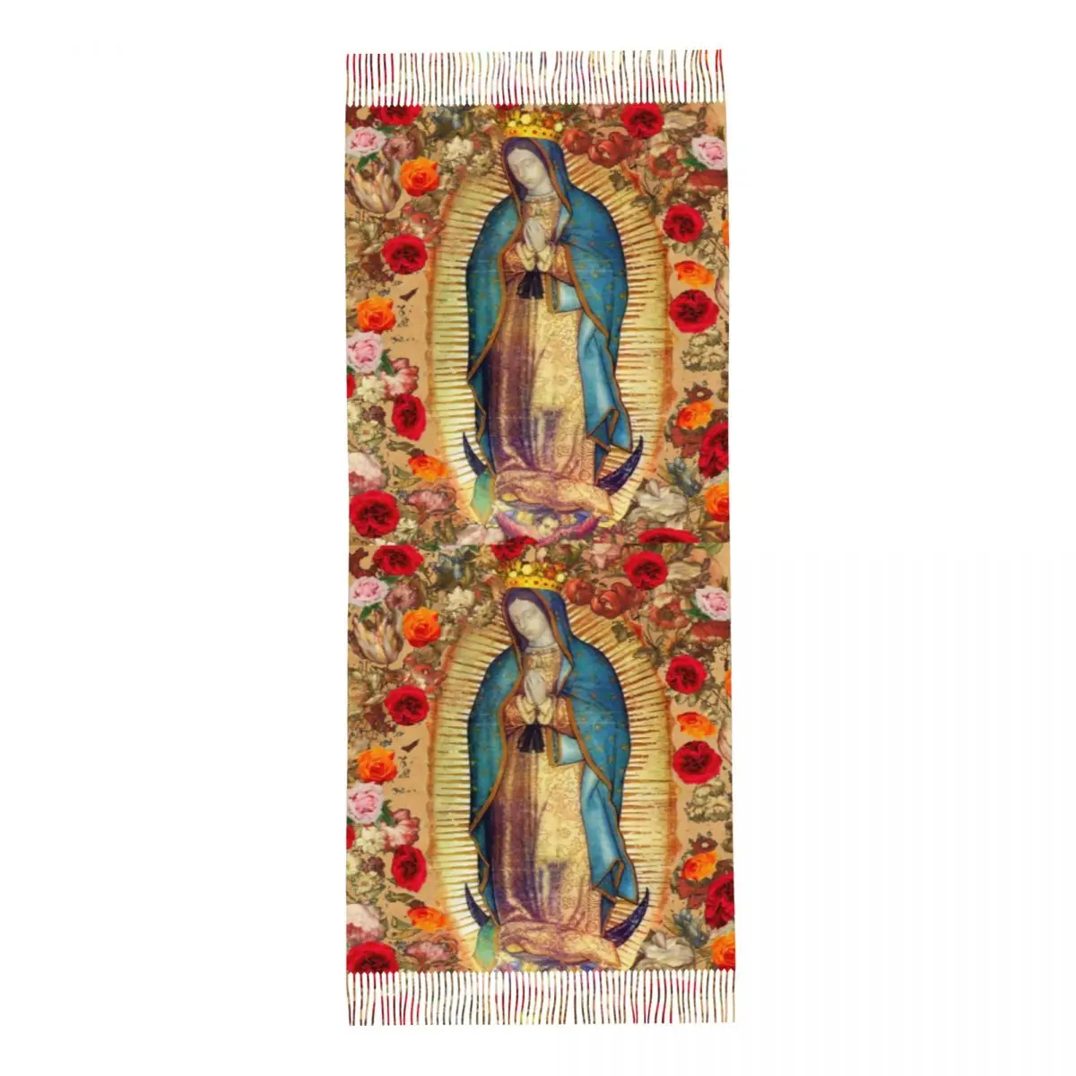 CustomizedOur Lady Of Guadalupe Virgin Mary Scarf Wrap Women Long Winter Warm Tassel Shawl Unisex Catholic Mexico Poster Scarves