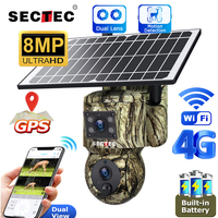 Sectec 4K 8MP Solar Camera 4G SIM/WIFI With GPS Location Camouflage Color Dual Lens Solar Battery PTZ Security Camera UBox APP