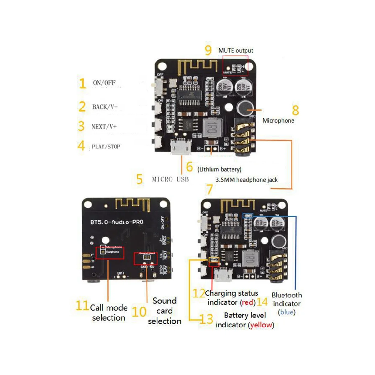 BT5.0 PRO Audio Module + Case MP3 Audio Decoder Board con microfono Lossless Car Speaker amplificatore Audio ricevitore Audio fai da te