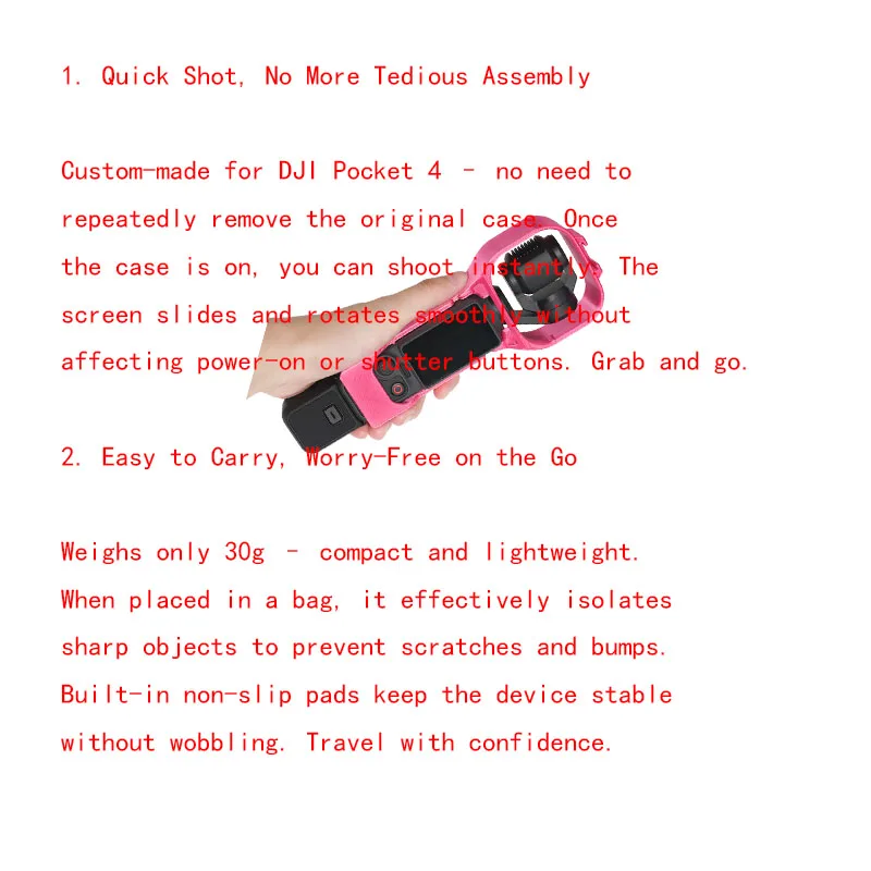 

For DJI Pocket 4 Quick Shoot Protective Case Ultra Light 30g with Cold Shoe Four Colors Anti Scratch Slim Fit for Mic Light