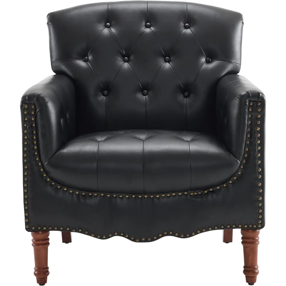 Cadeira com detalhes em couro sintético MOJAY, poltrona confortável para sala de estar com almofada acolchoada grossa, sofá lounge cadeira club com resistente