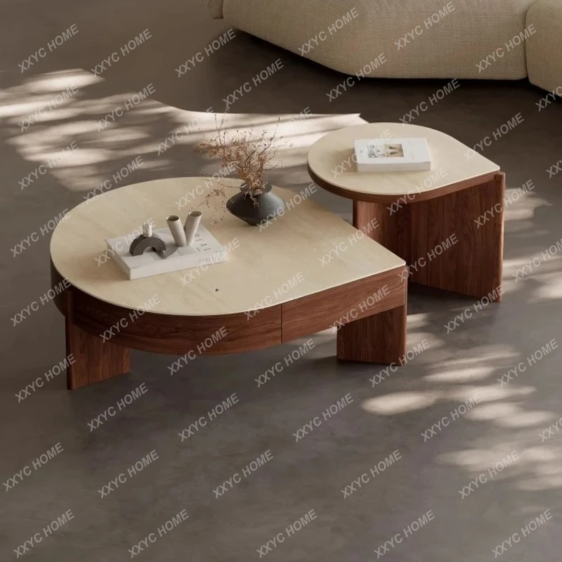 X-S Medieval special-shaped rock slab minimalist small apartment new living room coffee table combination HG