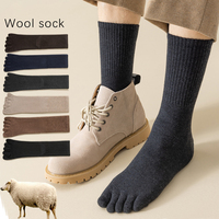 Wool Warm Five-finger Socks Comfortable Business Men's Toe Socks Sports Breathable Sweat Deodorant Solid Color Sock Male