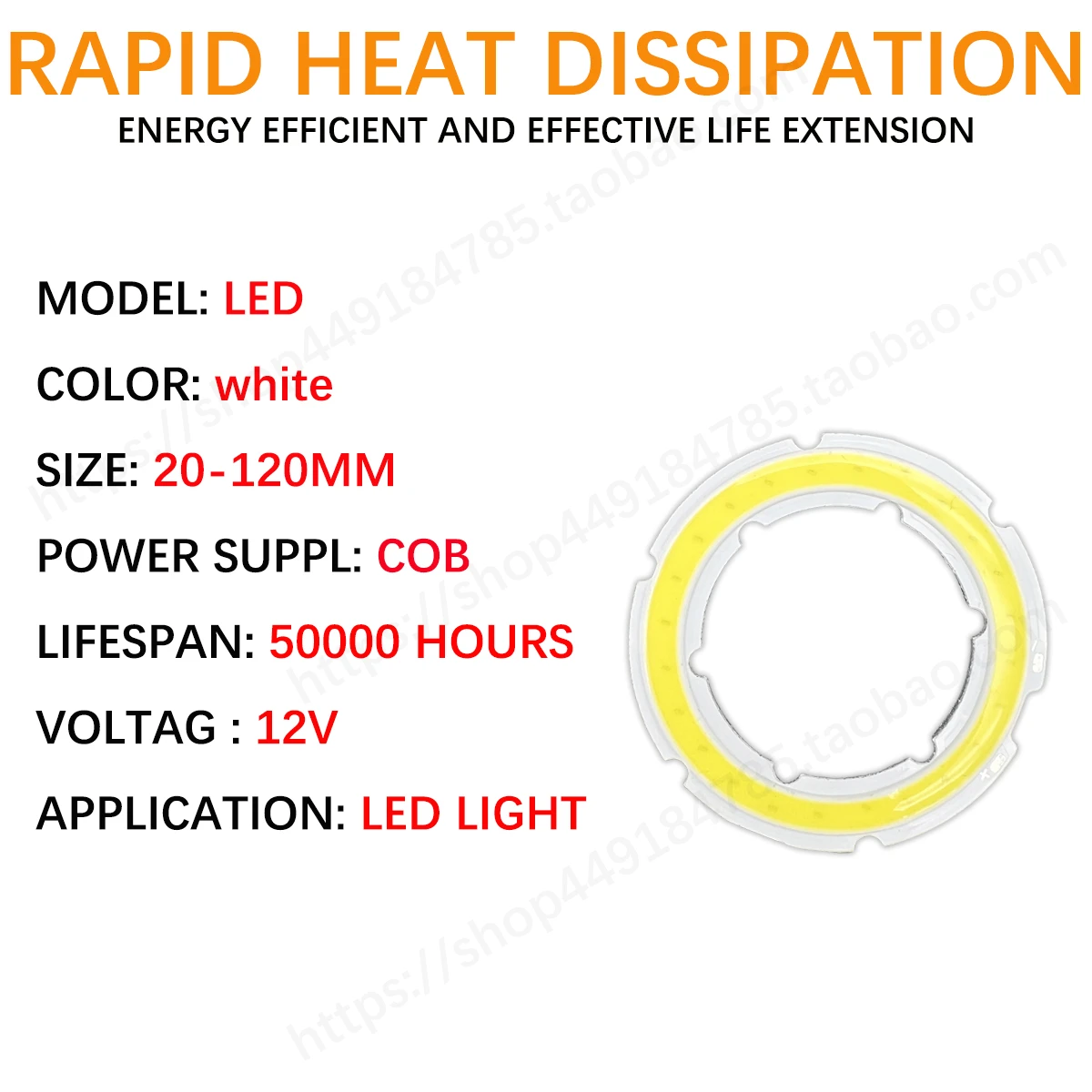 5PCS COB LED Chips DC 12V Angel Eyes Annular Shape 2.5W - 13W 20mm - 120mm Ring Lights Source For DIY Working Lamp