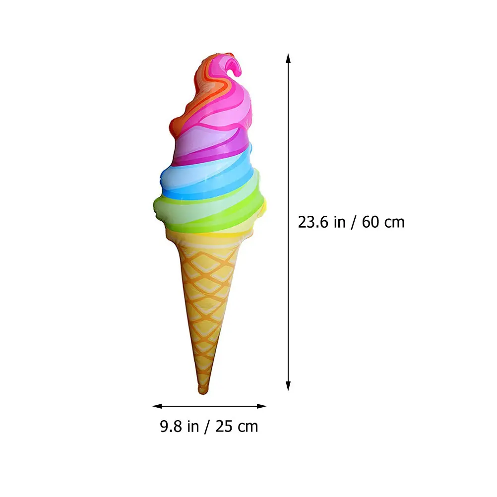 4Pcs Inflatable Ice Cream Cone Pool Float Durable PVC Swimming Pool Supplies Lovely Swimming Floats for Kids Party Photo Props
