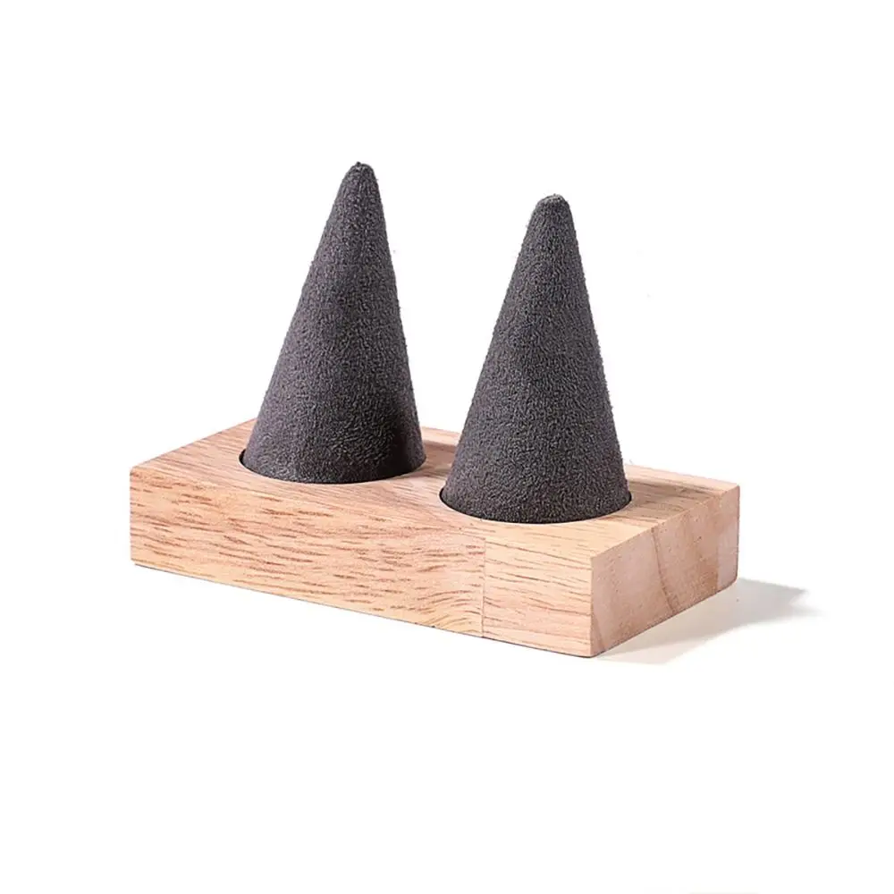 Jewelry Display Cone Shape Rings Holder Multiple Size Storage Rack Flannelette Rings Display Stand Vintage Lightweight