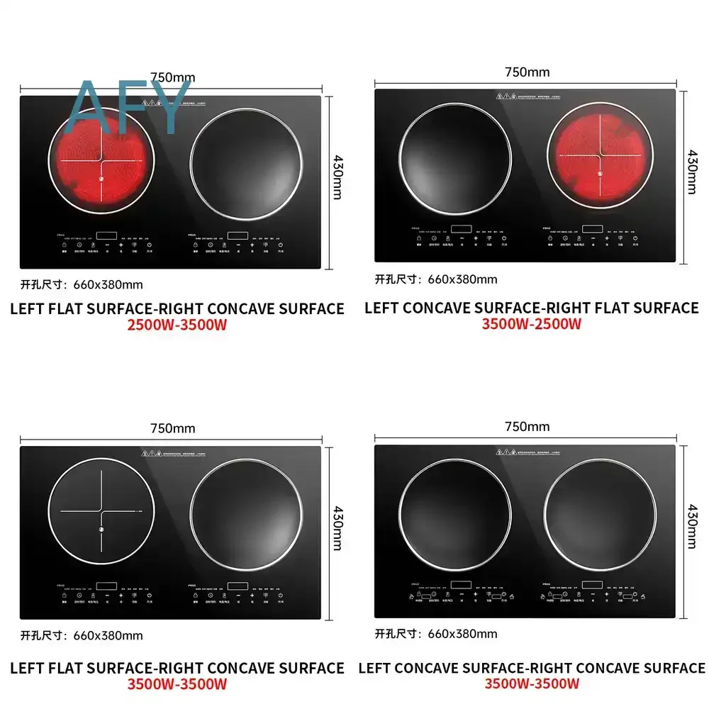 Smart Home Induction Cooker 3500W Dual Burner for Kitchen Countertop or Built-in Installation Electric Ceramic Stove for Home