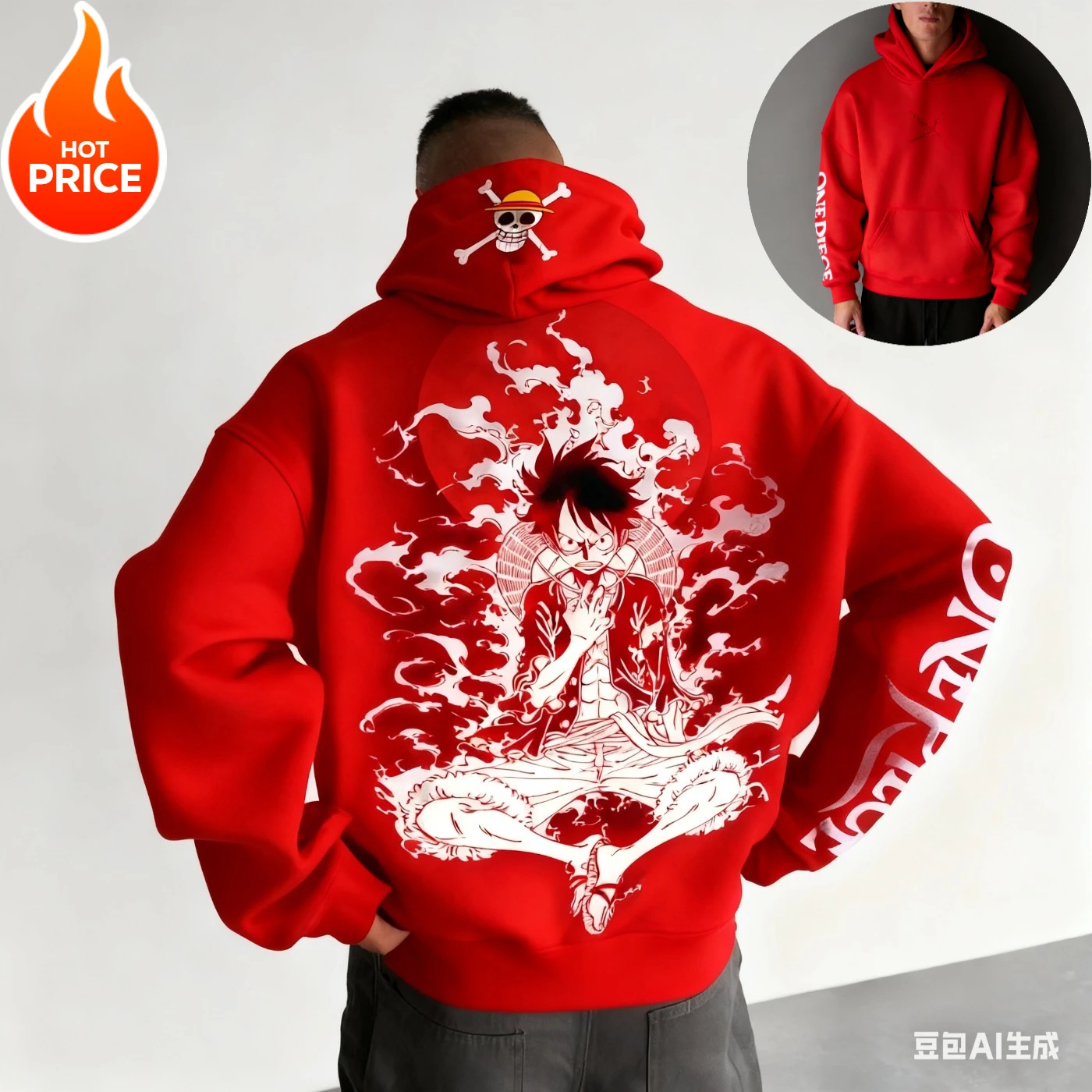 Luffy 2025-Sudadera con capucha de una pieza para hombre y mujer, ropa de calle Harajuku Retro de gran tamaño, Top holgado de manga larga, Unisex Y2k