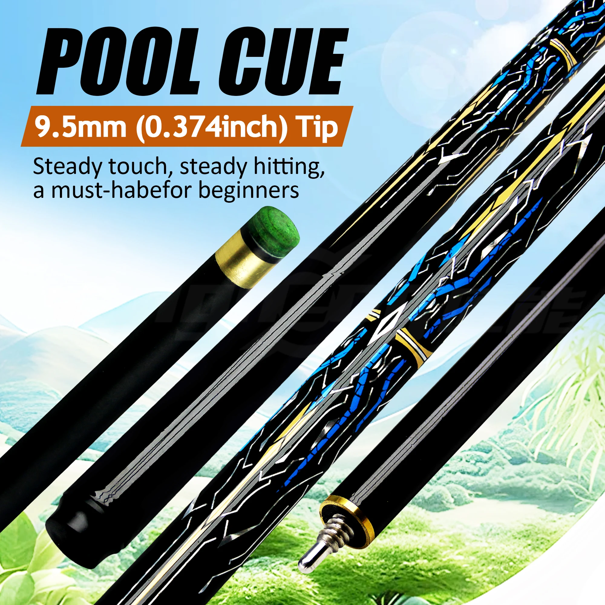 hit productHigh-endHot Sale Glass Fiber Pool Cue - 9.5mm Tip Uni-loc Joint 1/2 Split Billiard Stick for Beginners