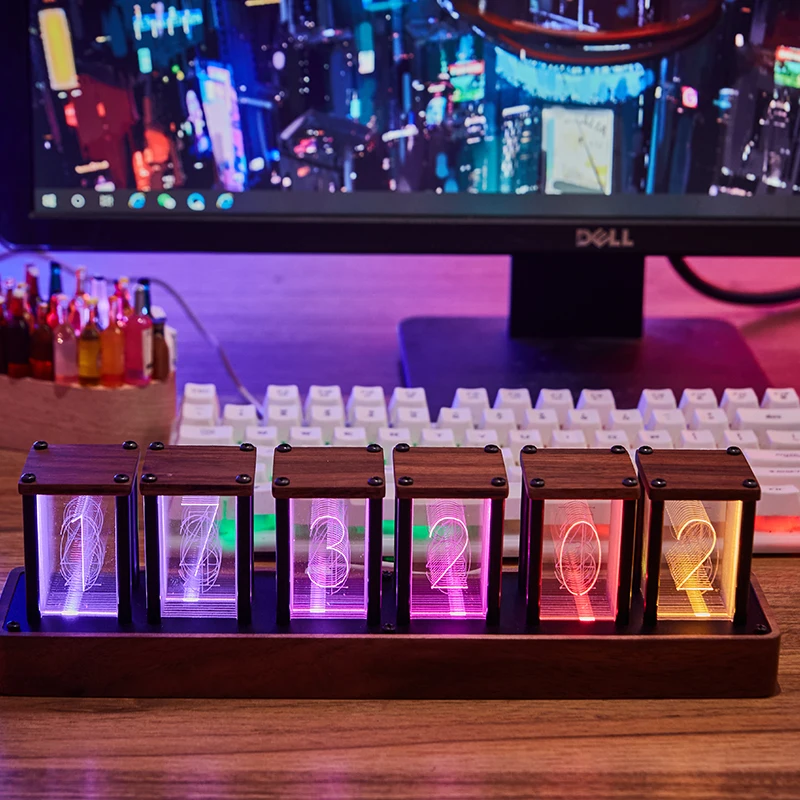 RGB مقلد Nixie Tube Clock LED - مراجعة Desk Setup Youtube وسعره