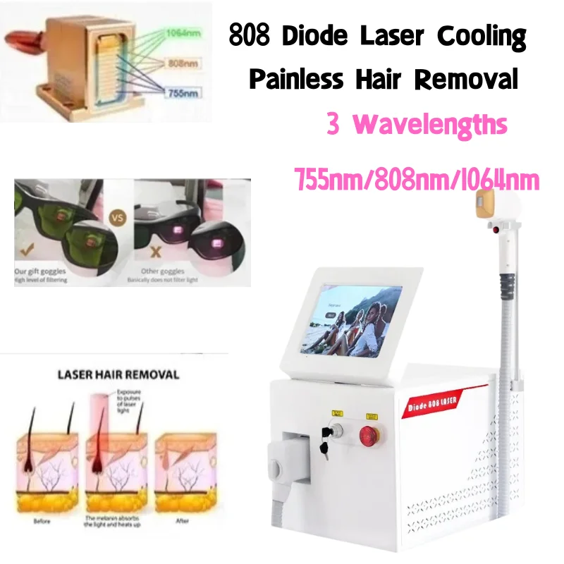 

2000W Depilation Beauty Equipment Ice Titanium Device 808 755 1064 nm Diode Laser Hair Removal Machine