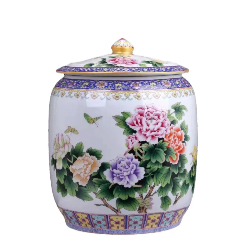 Jingdezhen ceramic tea tank, large tea cake storage tank, high-end tea can, household storage jar, Chinese style characteristics