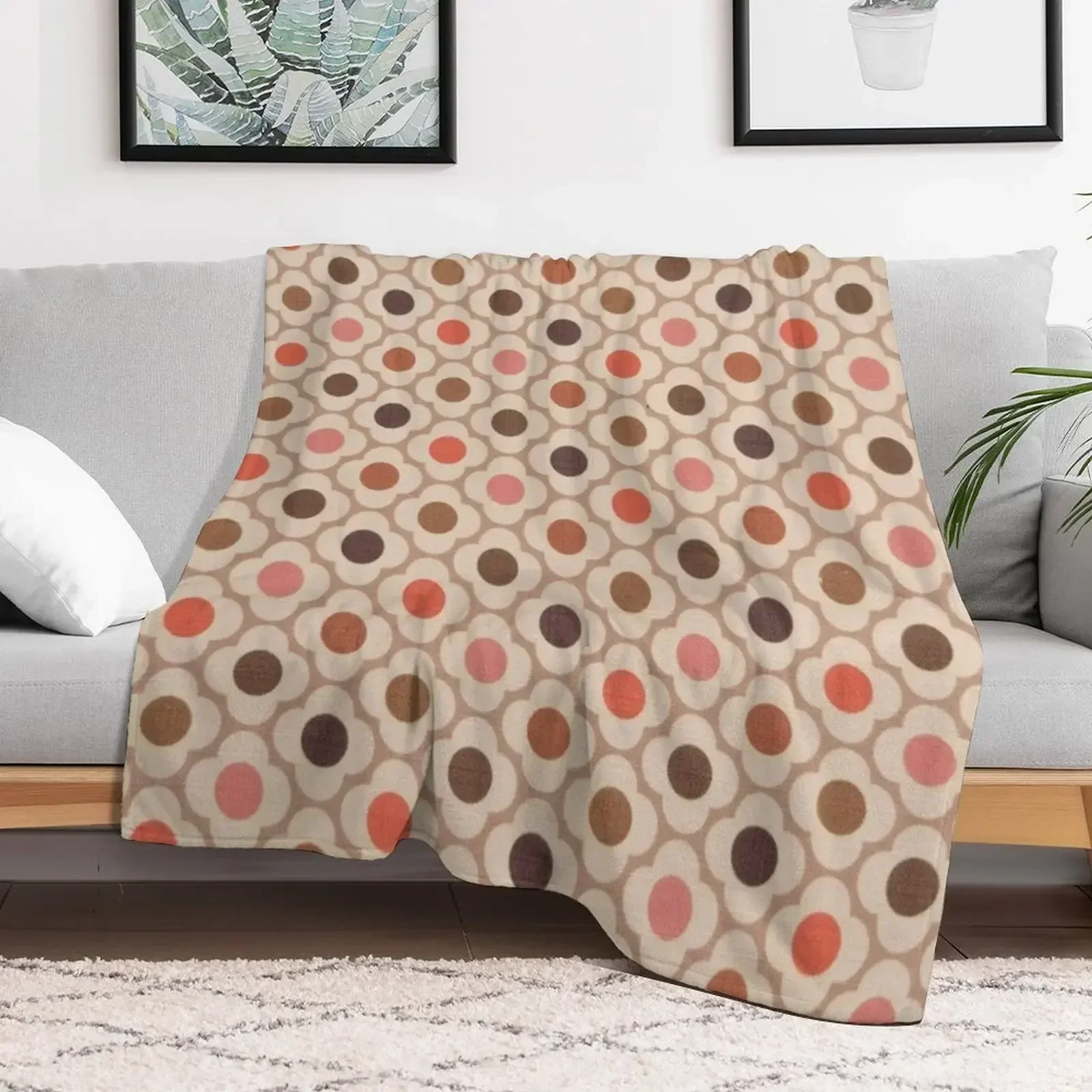 orla kiely spot flower, orla kiely abstract mini spots flowers design Throw Blanket funny gift Thins Flannel Fabric Blankets