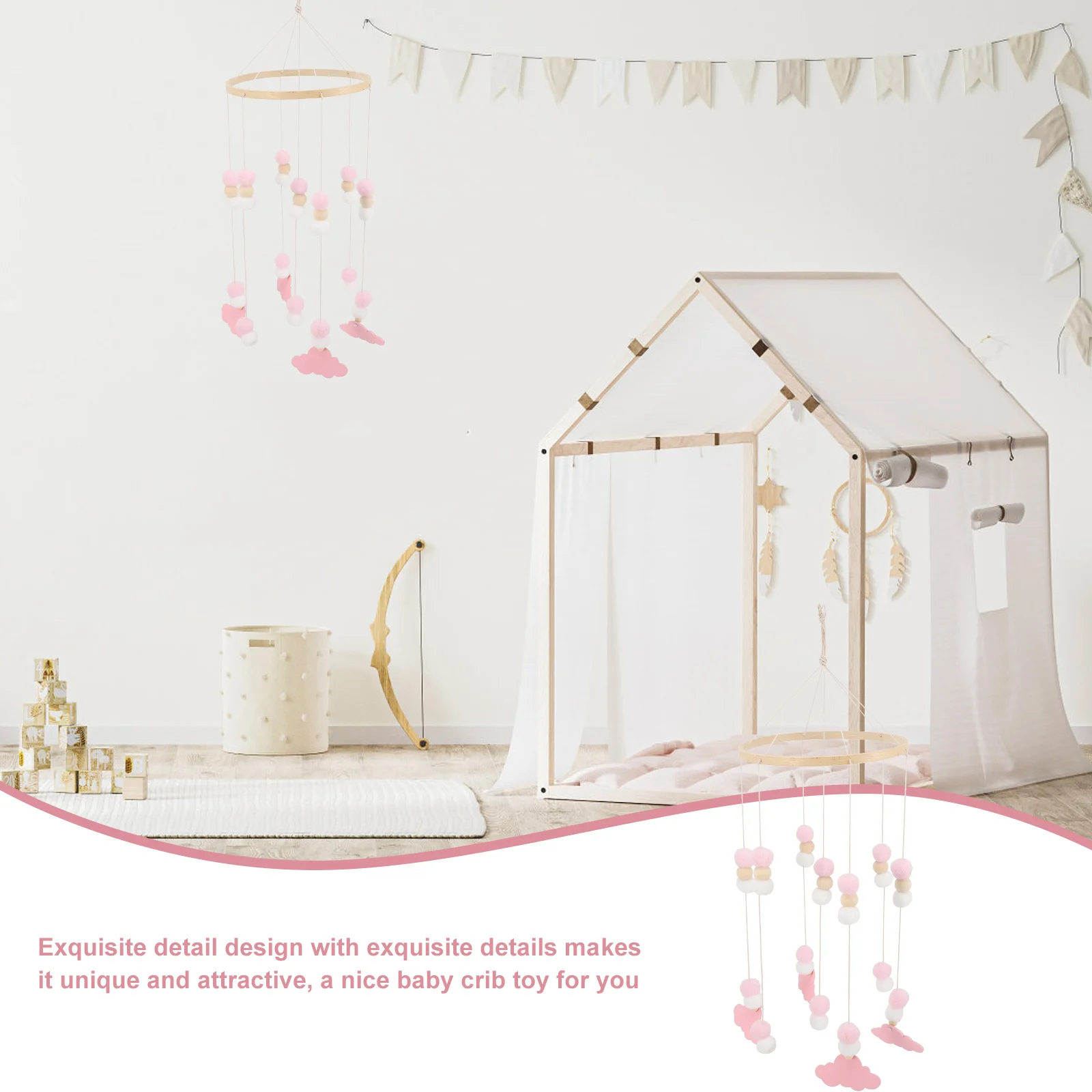 

Wooden Beads Star Elephant Baby Crib Mobile Pendant Blue Silver Baubles Hanging Decor Nursery Wind Chime Cloud Safe Toy