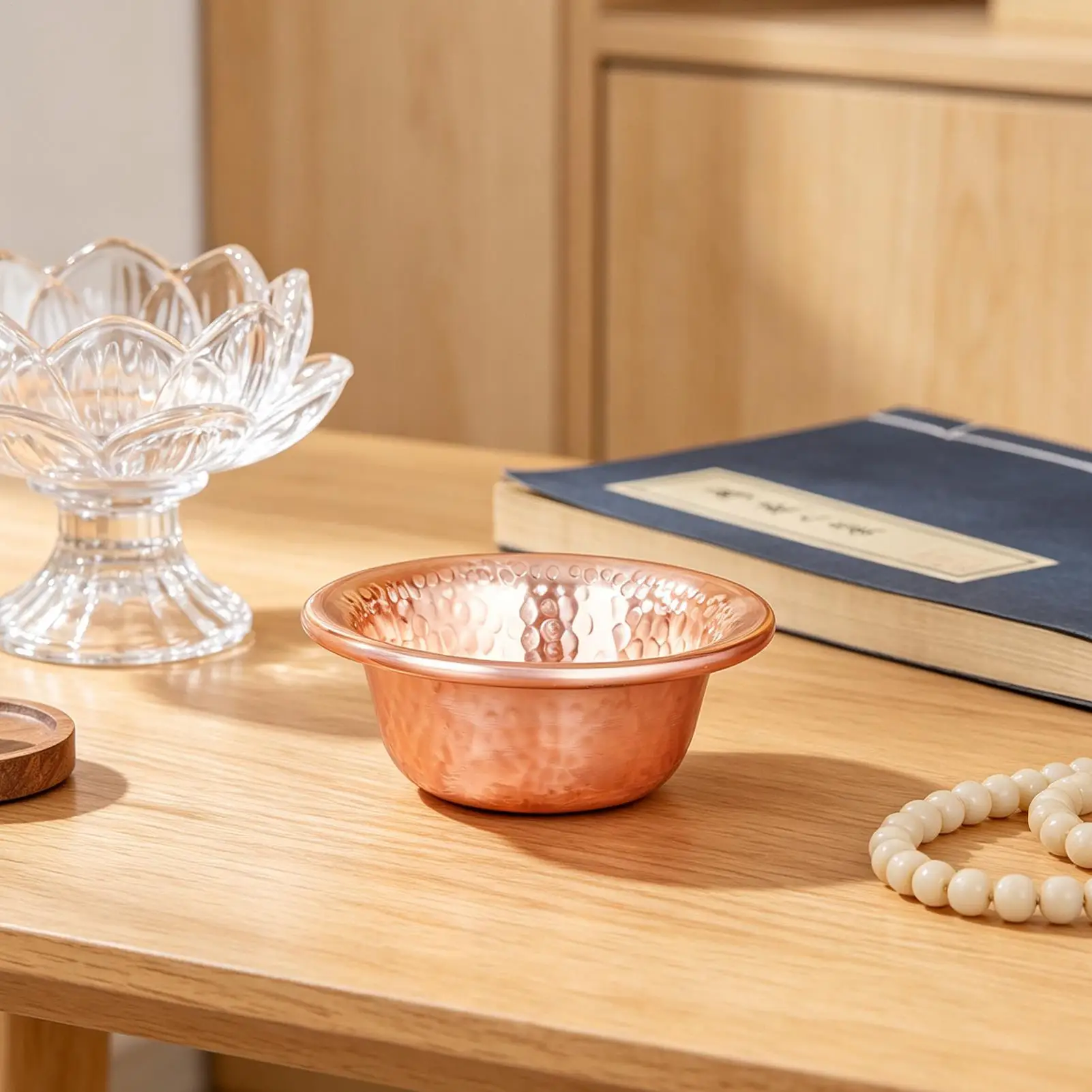 Hammered Dog Bowl Copper Cat Offering Water Containers Cat Feeder Dish For Animal Lovers Trainers Practitioners Altar Yoga