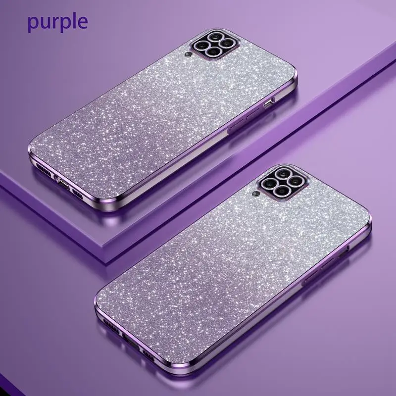 A 12 22 Luxury Gradient Glitter Plating Case For Samsung Galaxy A12 A22 4G A22S 5G Women Silicone Back Cover Funda