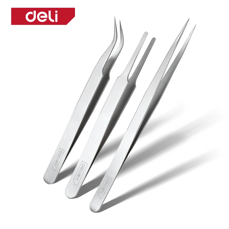 Stainless Steel Tweezers Set Sharp Flat Angled Tips Precision Jewelry Making Craft Work Detail Repair Splinter Removal Hand Tool