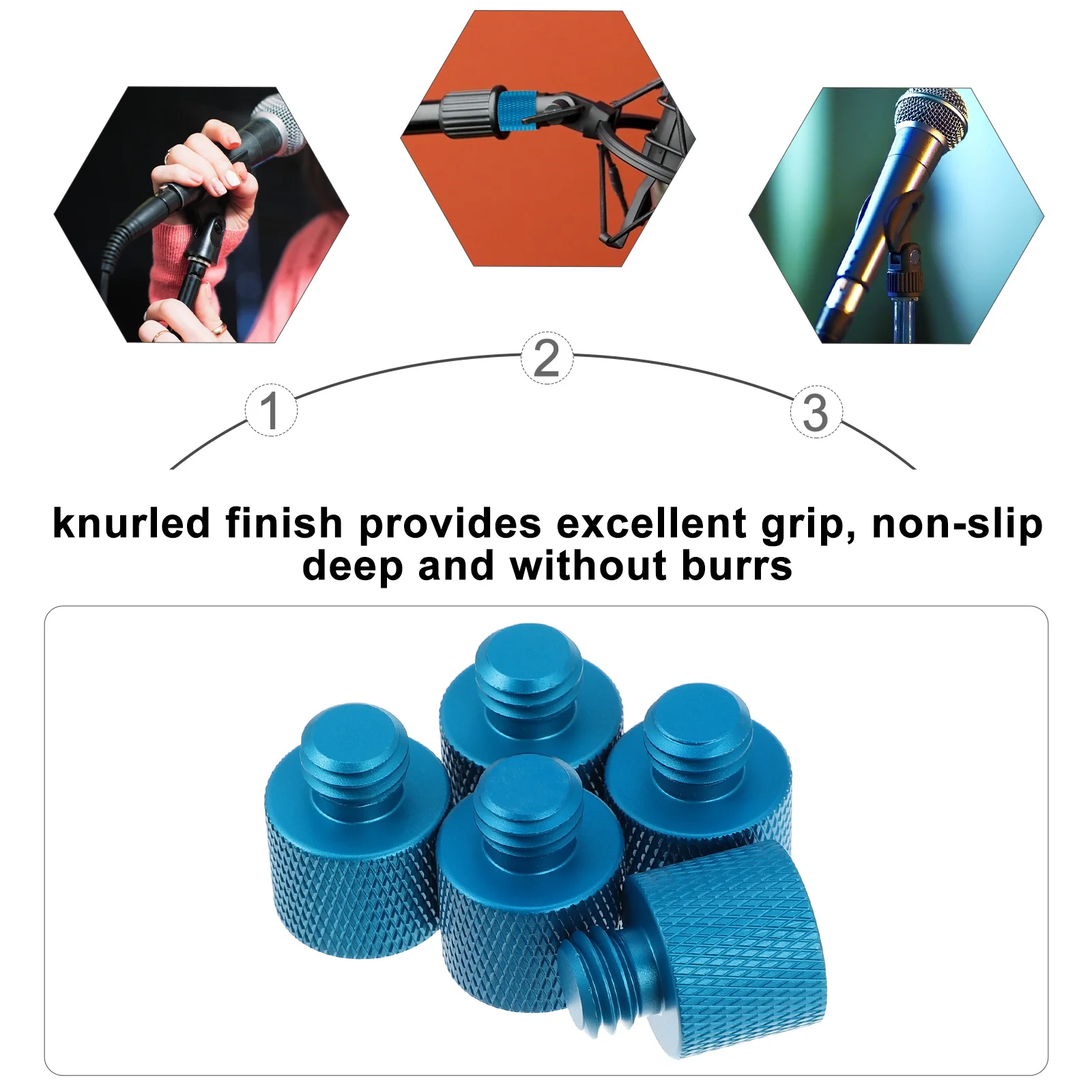 

5Pcs Alloy Mic Screw Adapter Conversion Screws for Microphone Stand Tripod Thread Adapter Durable Secure Converter Screw