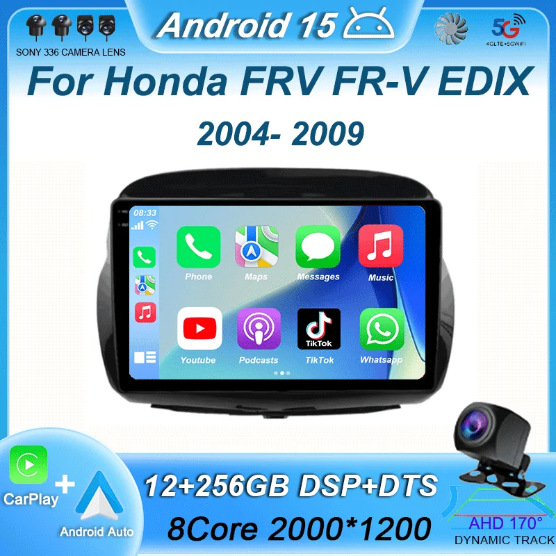 

For Honda FRV FR-V EDIX 2004 2005 2006 2007 2008 2009 Android 15 Stereo GPS Navigation Head Unit Auto Radio Video Player