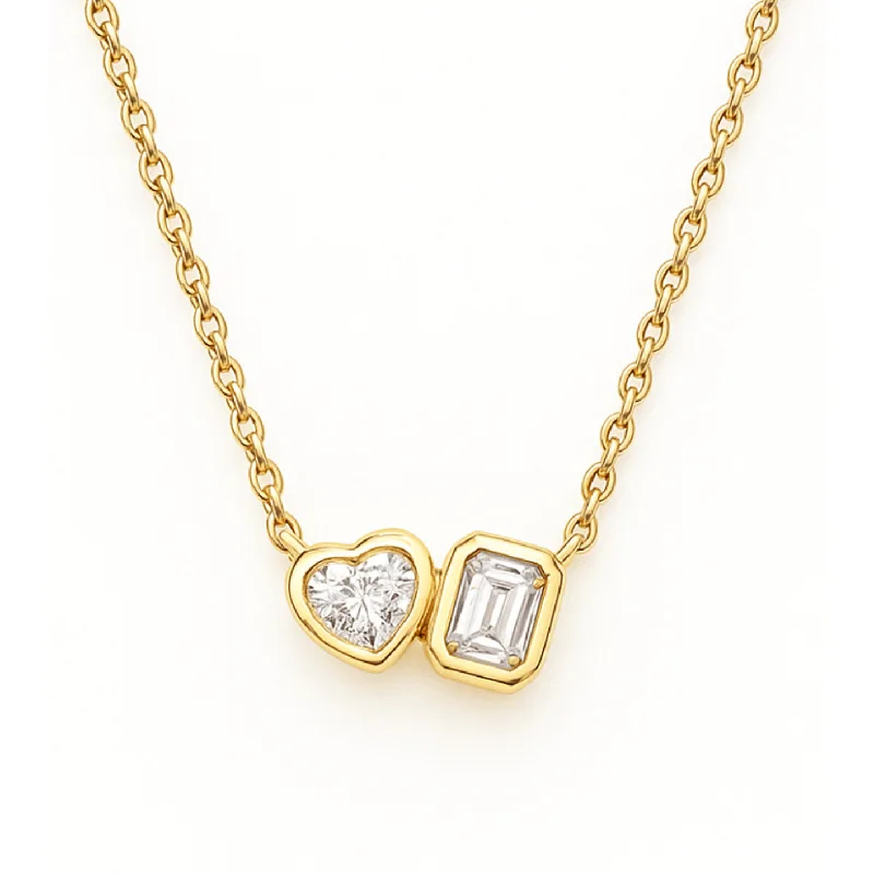 Dave&di European And American Cross-border Best-selling S925 Pure Silver Customized Premium Heart-shaped Square Zircon Necklace
