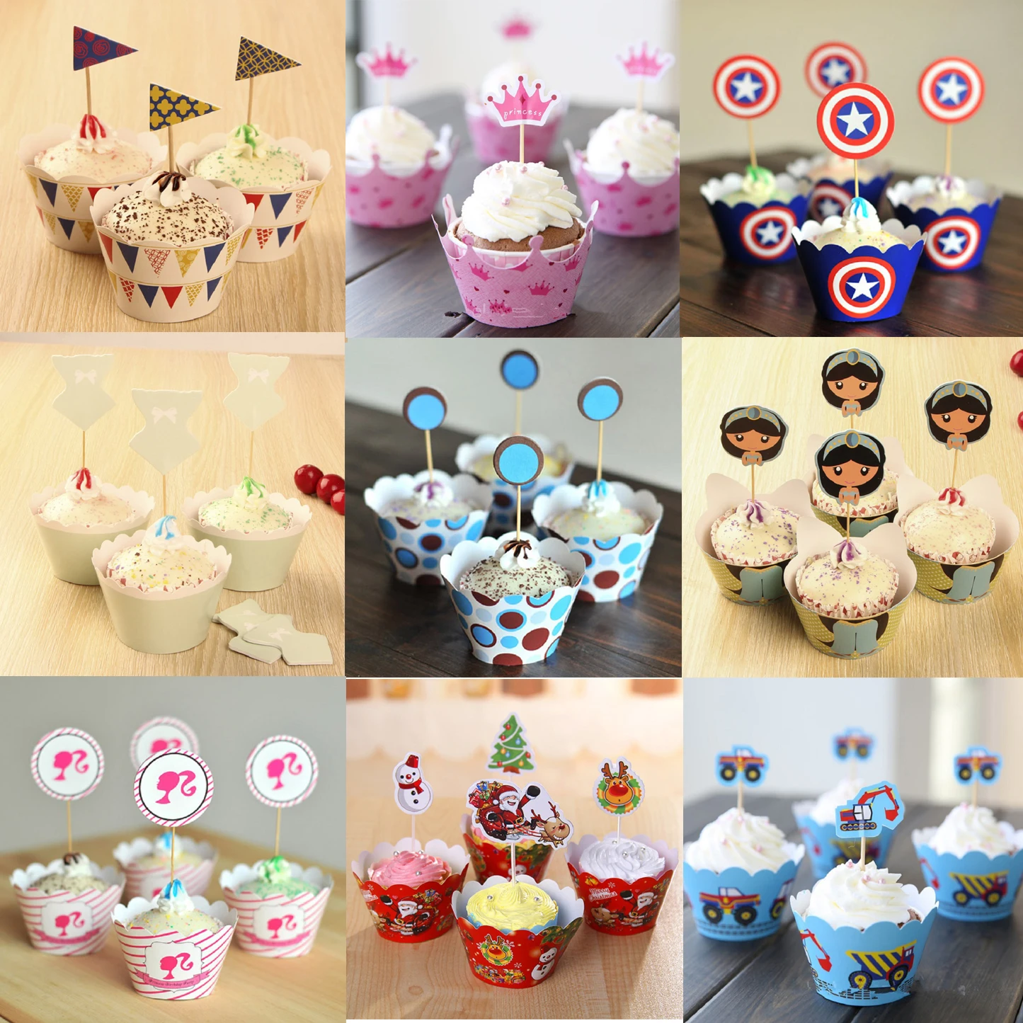 

12pcs Cartoon Paper Cupcake Wrapper Easter Party Bunny Cake Toppers Birthday Party Baby Shower Baking Dessert Decorations