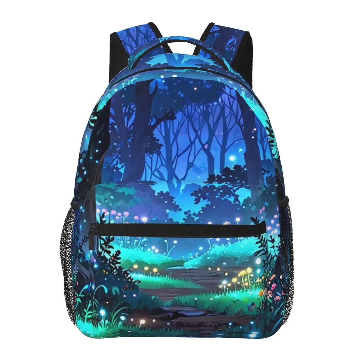 Enchanted Forest Design With Glowing Blue Lights Backpacks Boys Girls Bookbag Students Bags Cartoon Travel Rucksack Shoulder Bag