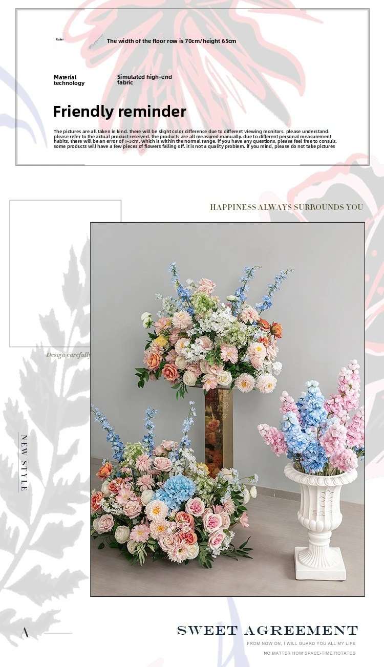 Künstliche Blumenreihe für Hochzeitsgang, Blumenarrangement, Kunstblumenball, Hintergrunddekoration, Bühnen- und Veranstaltungsdekoration für Verlobungsfeiern – Detail 6