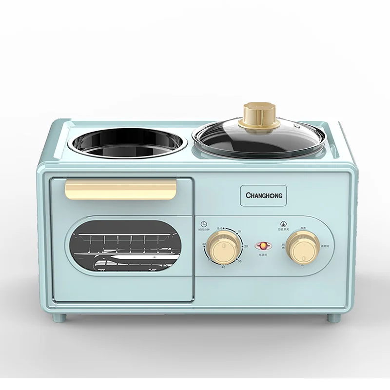 Household small breakfast machine multifunctional oven 3in1 toast electric cooker one machine multipurpose fast cooking