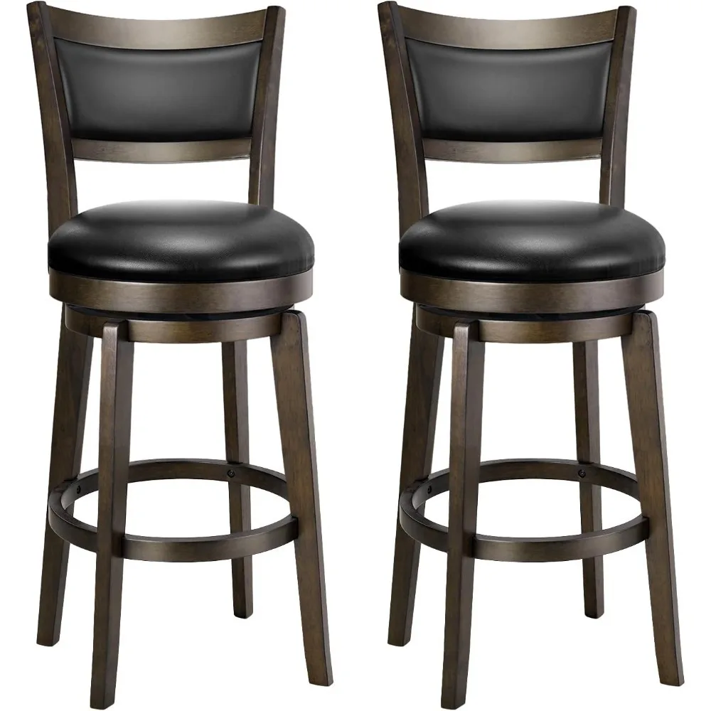 

Swivel Bar Stools Set of 2, 26 Inch Counter Height Barstools, Black Faux Leather Bar Stool with High Backrest