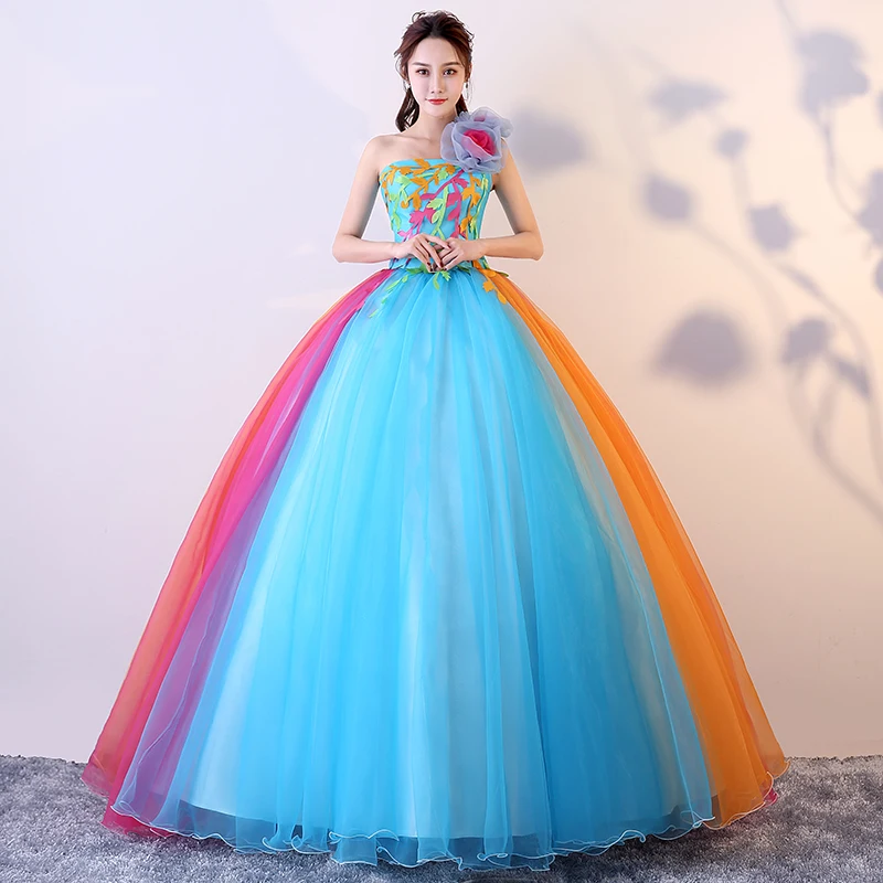 Mode Ein-schulter Candy Farbe Quinceanera Kleid Ärmelloses Party Kleider Mit EINER Großen Blume Boden-länge Vestido De debütantin