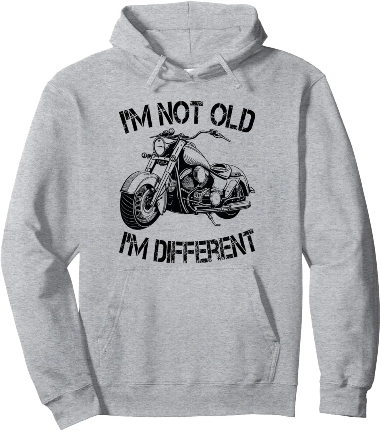 

Autumn and Winter "I'm Not Old, I'm Different" Motorcycle Print Cotton Hoodie, Edgy Biker - Themed Sweatshirt
