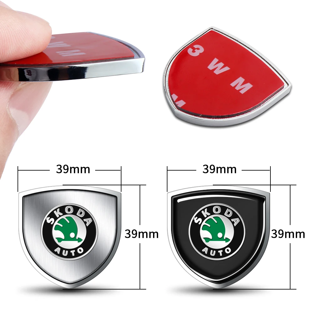 1/2Pcs Car Accessories 3D Metal Shield Body Trunk Emblem Stickers For Skoda Octavia 5 7 Rapid Fabia A7 Superb KAMIQ Roomster VRS