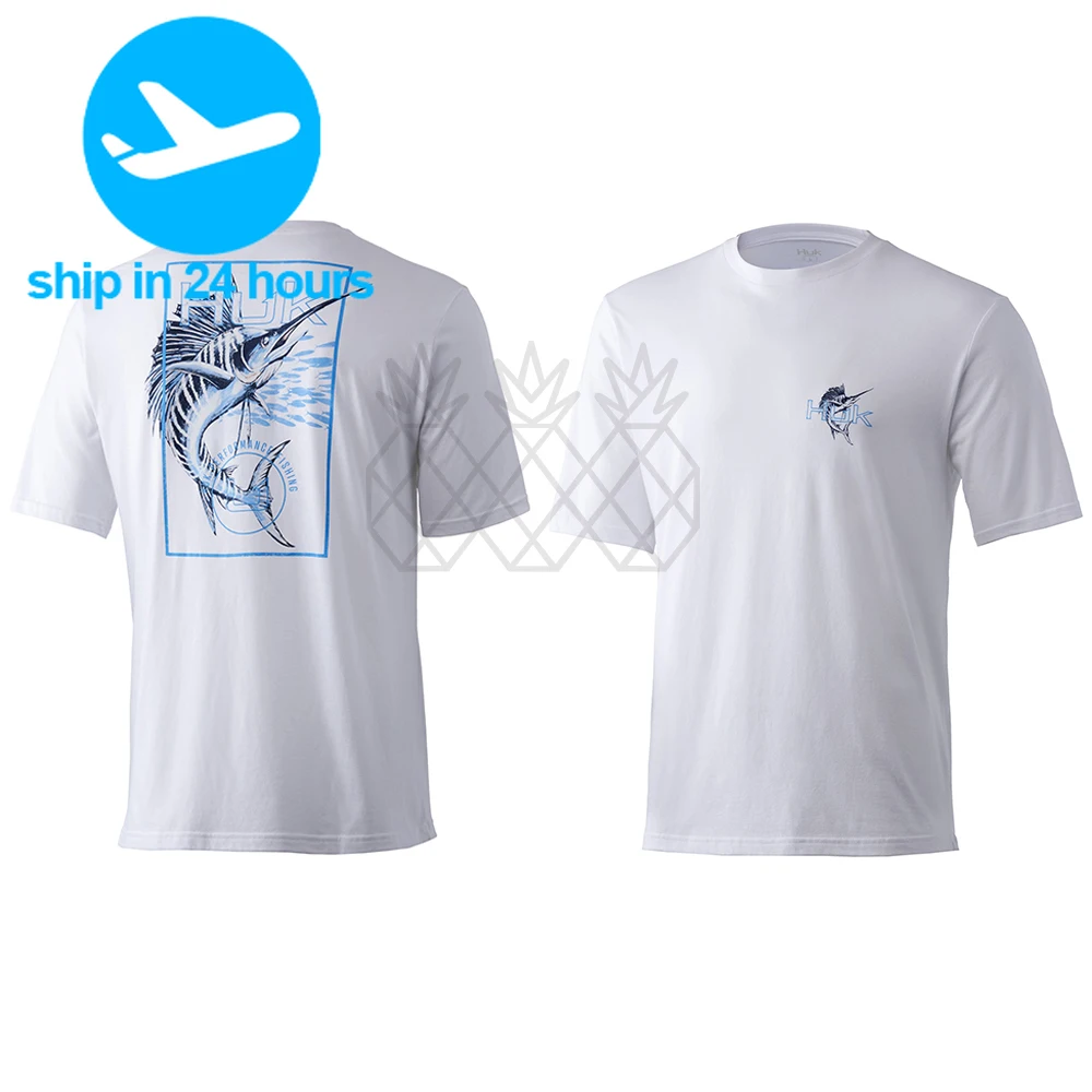 HUK Fishing Shirts Summer Short Sleeve UV Protection T-Shirts UPF 50 Fishing Hiking Jersey Quick Dry Fishing Top Camisa De Pesca