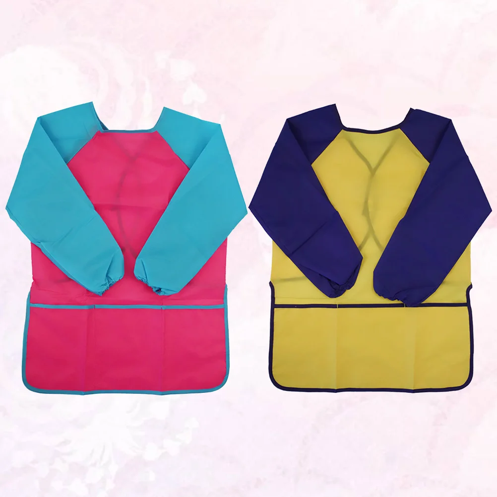 

2 Pcs Painting Apron Play Smock Waterproof Long-sleeved Writing