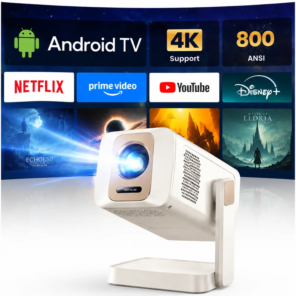 Home Cinema Compact - Wimius Android 14 Smart Projectors Full