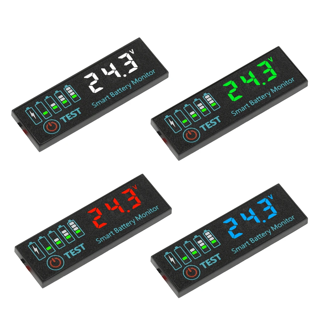 1pcsDC7-55V Voltmeter Voltage Tester HD LED Indicator Light 3S-12S Volt Meter For Acid Battery/lithium-ion Battery Power Display