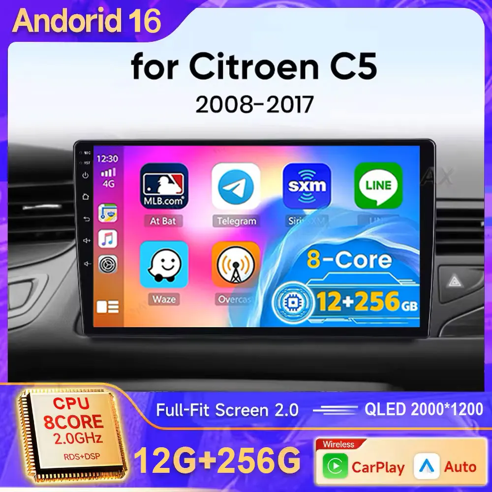 For Citroen C5 2008 2009 2010-2017 Android 16 Carplay Auto Car Radio Multimedia Player  Autoradio Stereo DSP GPS 2din Head Unit