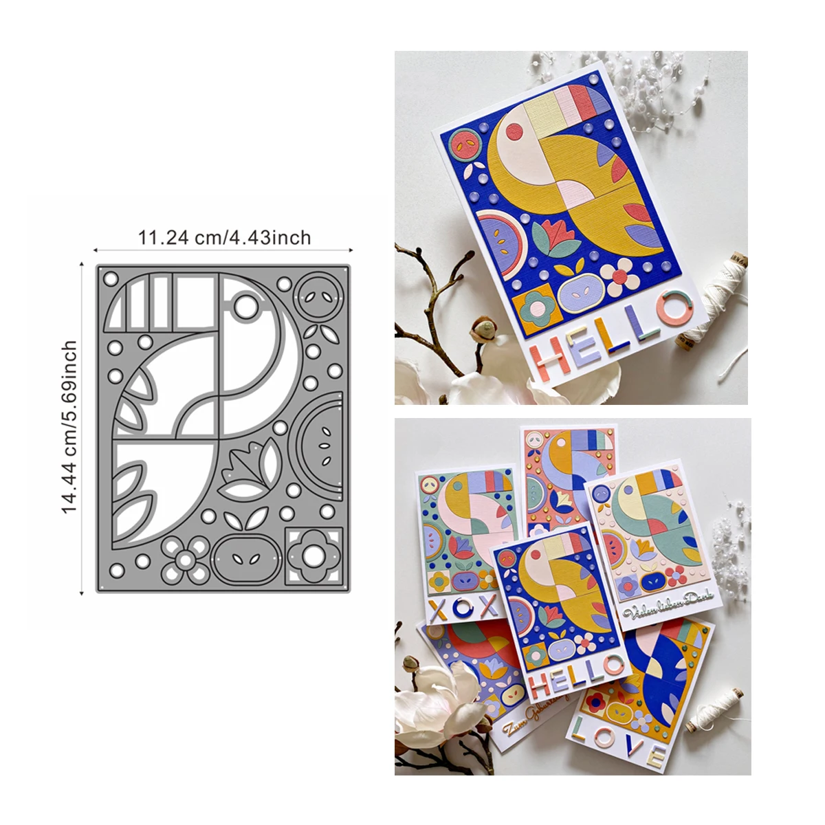 Addycraft-قوالب قطع معدنية لسجل القصاصات ، مجموعة قوالب خلفية الطوقان التجريدي ، سكين حرفي ، استنسل لكمة القالب