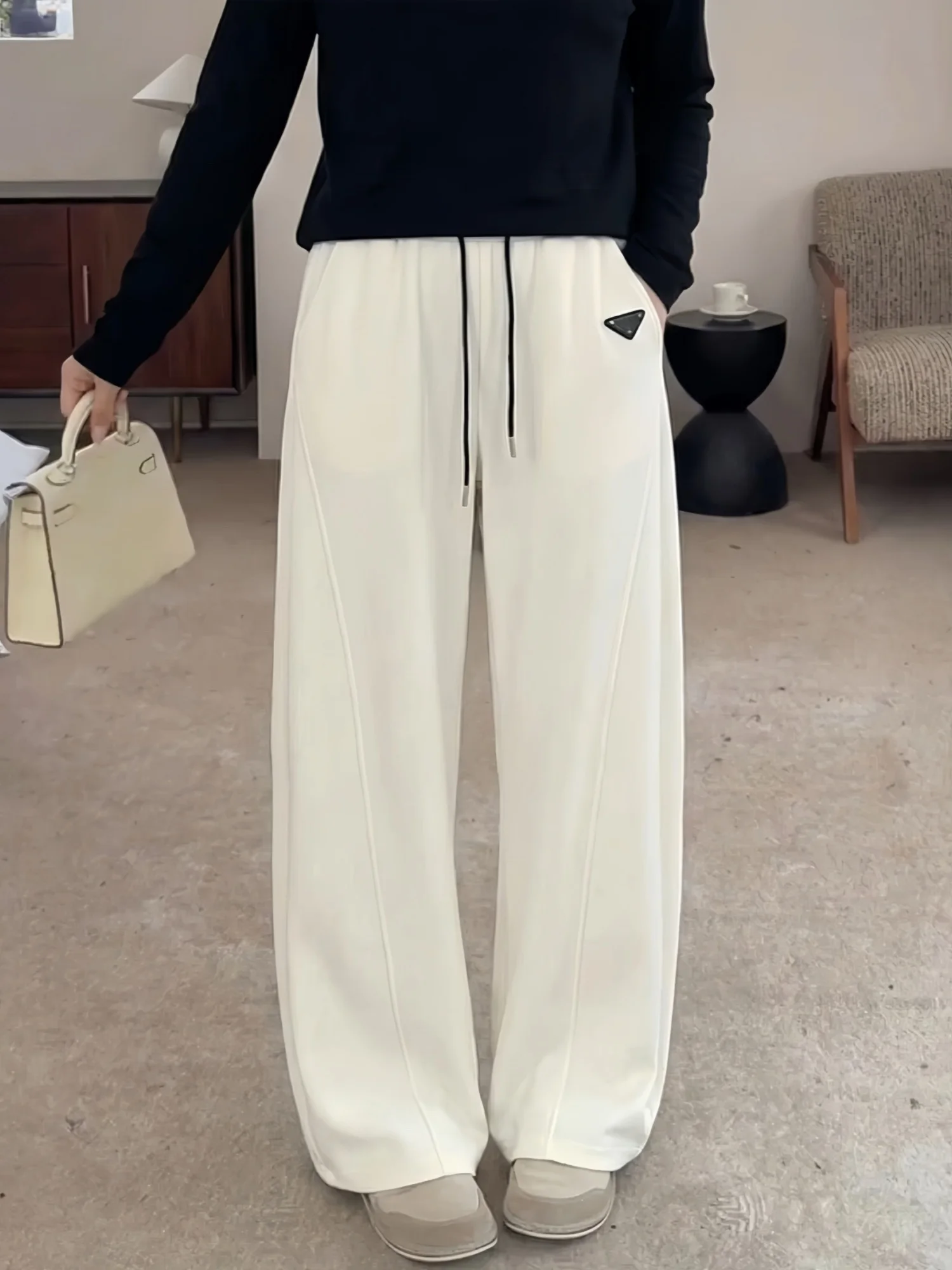 

High Waist Wide Leg Pants Casual Spring Style Slimming Knife Loose Fit Comfortable Cotton Trousers for plus Size Women